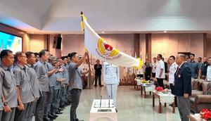 Ketua Umum Komite  Olahraga Nasional Indonesia (KONI) Pusat, Letjen TNI (Purn) Marciano Norman secara resmi mengukuhkan dan melantik kepengurusan KONI Provinsi Kepulauan Bangka Belitung masa bakti 2026-2030 di bawah kepemimpinan Ricky Kurniawan pada 13 Mei 2026 di Ruang Pasir Padi Kantor Gubernur. (Dok. KONI)