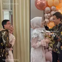 Artis yang juga Wakil Bupati Bandung Sahrul Gunawan baru saja genap 47 tahun pada 24 Mei. Bertepatan dengan tanggal lahirnya, suami dari  Dine Mutiara Aziz itu mendapatkan kejutan dari istri tercinta Dine Mutiara Aziz dan timnya. berikut beberapa potretnya. [Instagram/dine.pearl]