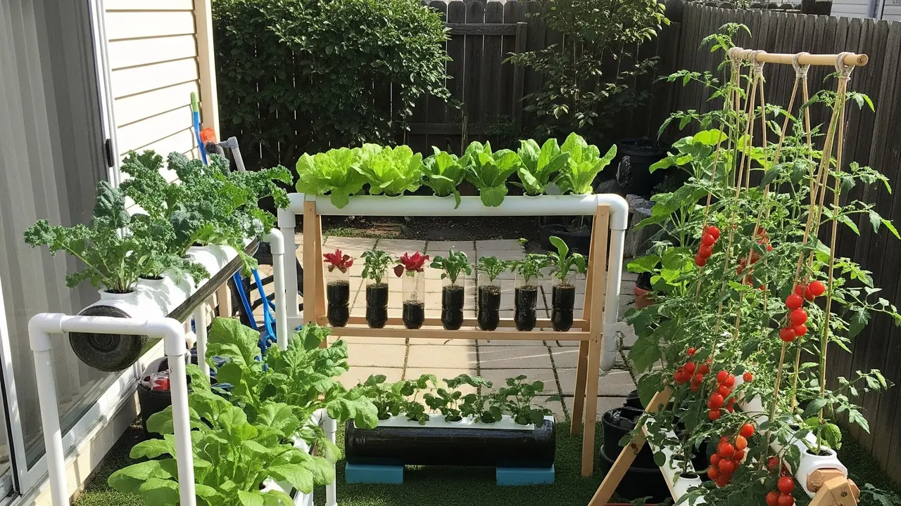 Halaman Belakang Rumah Kecil dengan Kebun Sayur Buah (Image by Gemini AI)