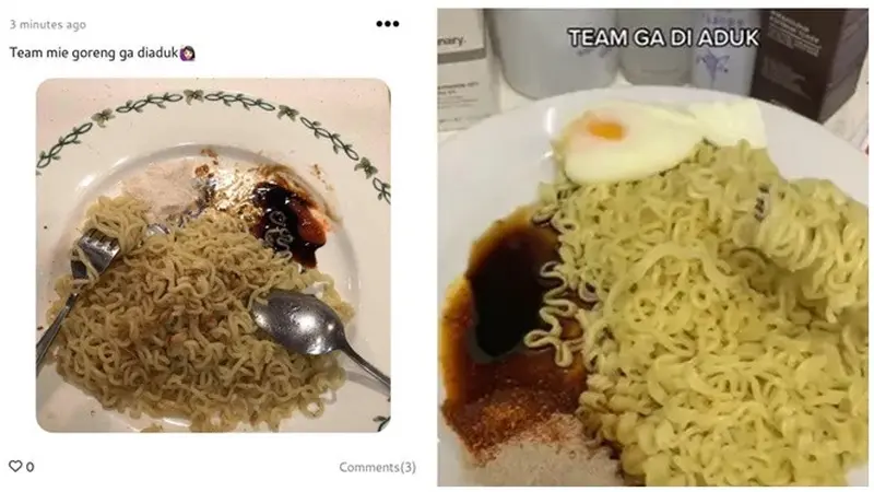 6 Potret Makan Mi Goreng Tidak Diaduk Ini Nyeleneh