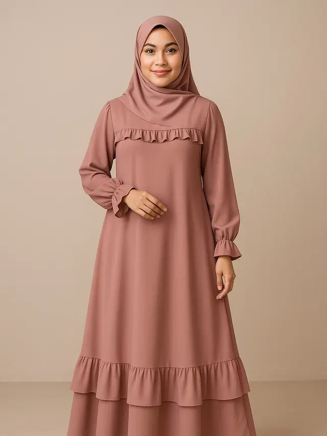 Model Gamis Wanita Sederhana yang Syari Tapi Tetap Elegan/ Ilustrasi AI