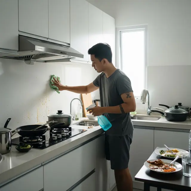 Membersihkan dapur (Gemini AI)