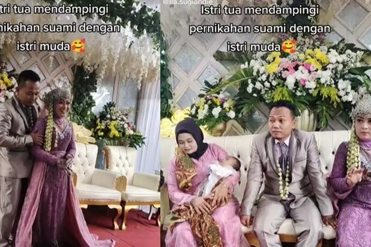Viral Istri Dampingi Suami Menikah Lagi dengan Wanita Lain, Tetap Tegar