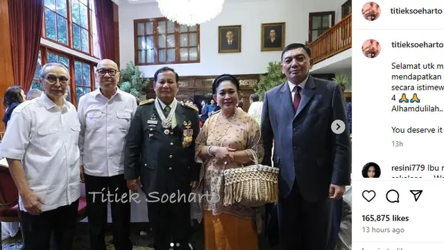 Potret screenshot postingan Titiek Soeharto (Sumber: Instagram/titieksoeharto)