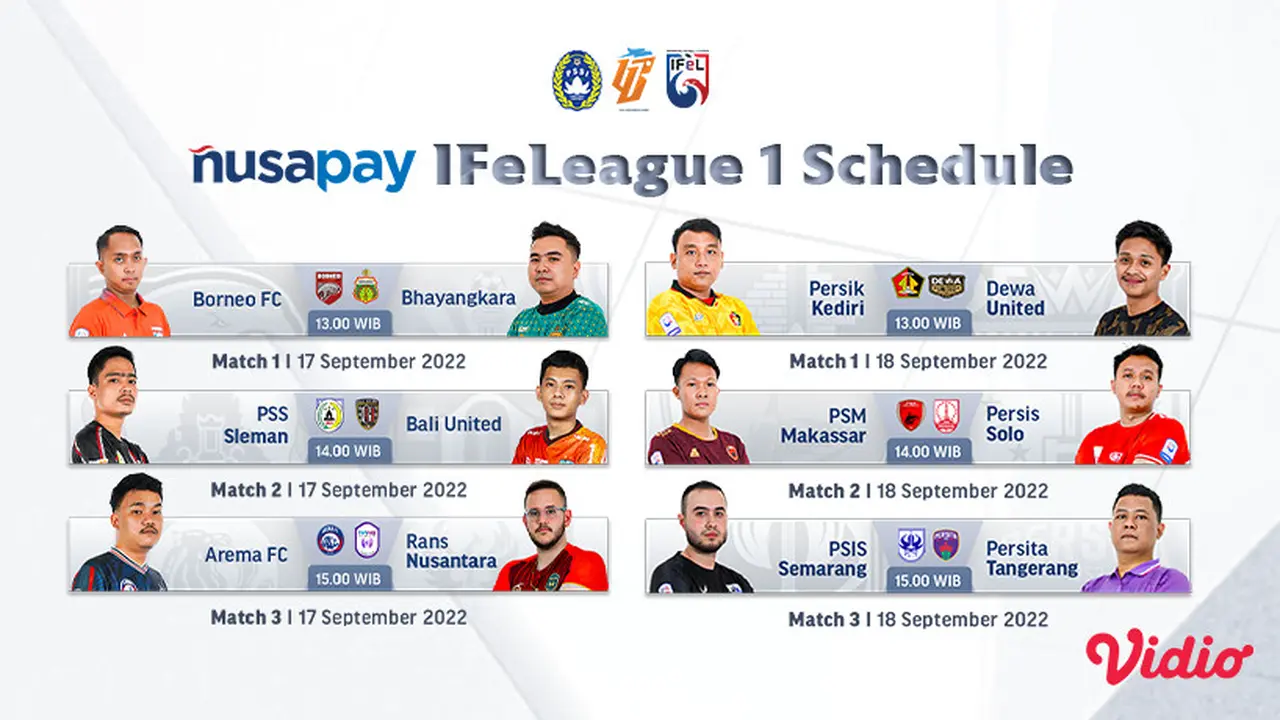 Link Live Streaming Nusapay IFeLeague1 2022 Match 3 di Vidio, 17-18 September