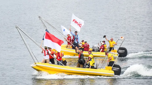 Lap Parade F1 Powerboat di Balige, Kabupaten Toba, Sabtu (2/3/2024)