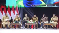 Menteri Ketenagakerjaan (Menaker) Ida Fauziyah  dalam Rakornas Kepala Daerah dan Forum Koordinasi Pimpinan di Daerah (Forkompimda), di Sentul International Covention Center, Bogor, Jawa Barat, Rabu (17/1/2023).
