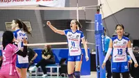 Jakarta Pertamina Enduro lolos ke final four PLN Mobile Proliga 2025 setelah mengalahkan Jakarta Popsivo Polwan 3-1 (32-30, 16-25, 25-16, 25-18) di GOR PSCC Palembang, Jumat (21/2). (foto: PBVSI)