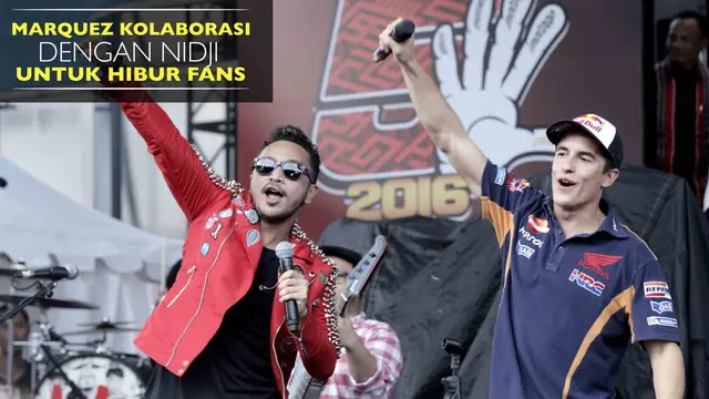 Video Marc Marquez bernyanyi bersama Giring Nidji pada acara peluncuran Honda CBR 250RR di Sirkuit Sentul, Selasa (25/10/2016)