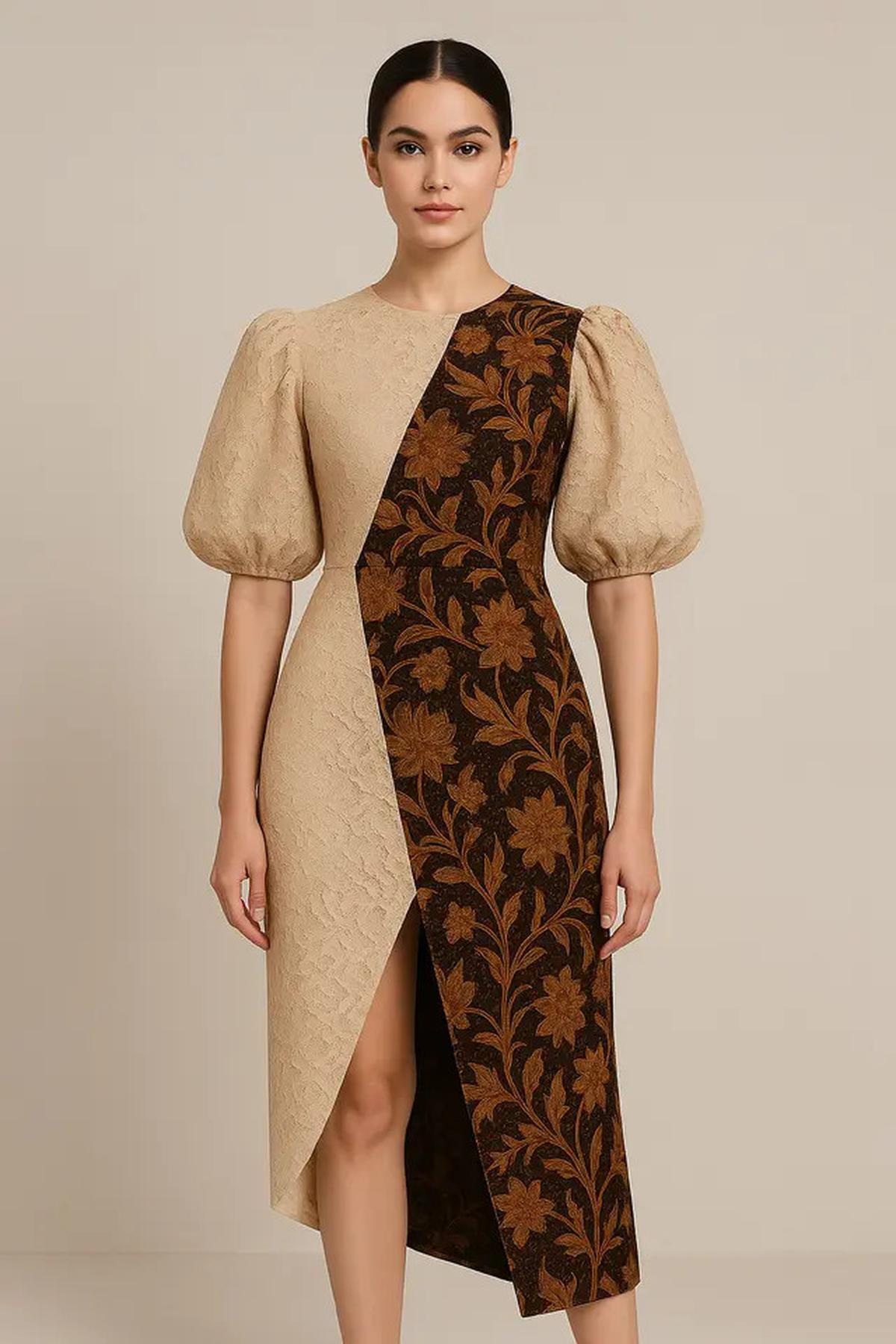 7 Dress Batik Kombinasi Brokat Belah Samping Terbaru 2025 dengan Sentuhan Modern Elegan
