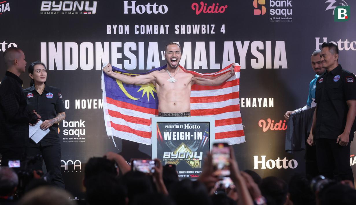 Petarung Indonesia akan berhadapan dengan Malaysia dalam Byon Combat Showbiz Volume 4 di Tennis Indoor Senayan, Kompleks Gelora Bung Karno (GBK), Jakarta Pusat, pada Sabtu (30/11/2024). (Bola.com/M Iqbal Ichsan)
