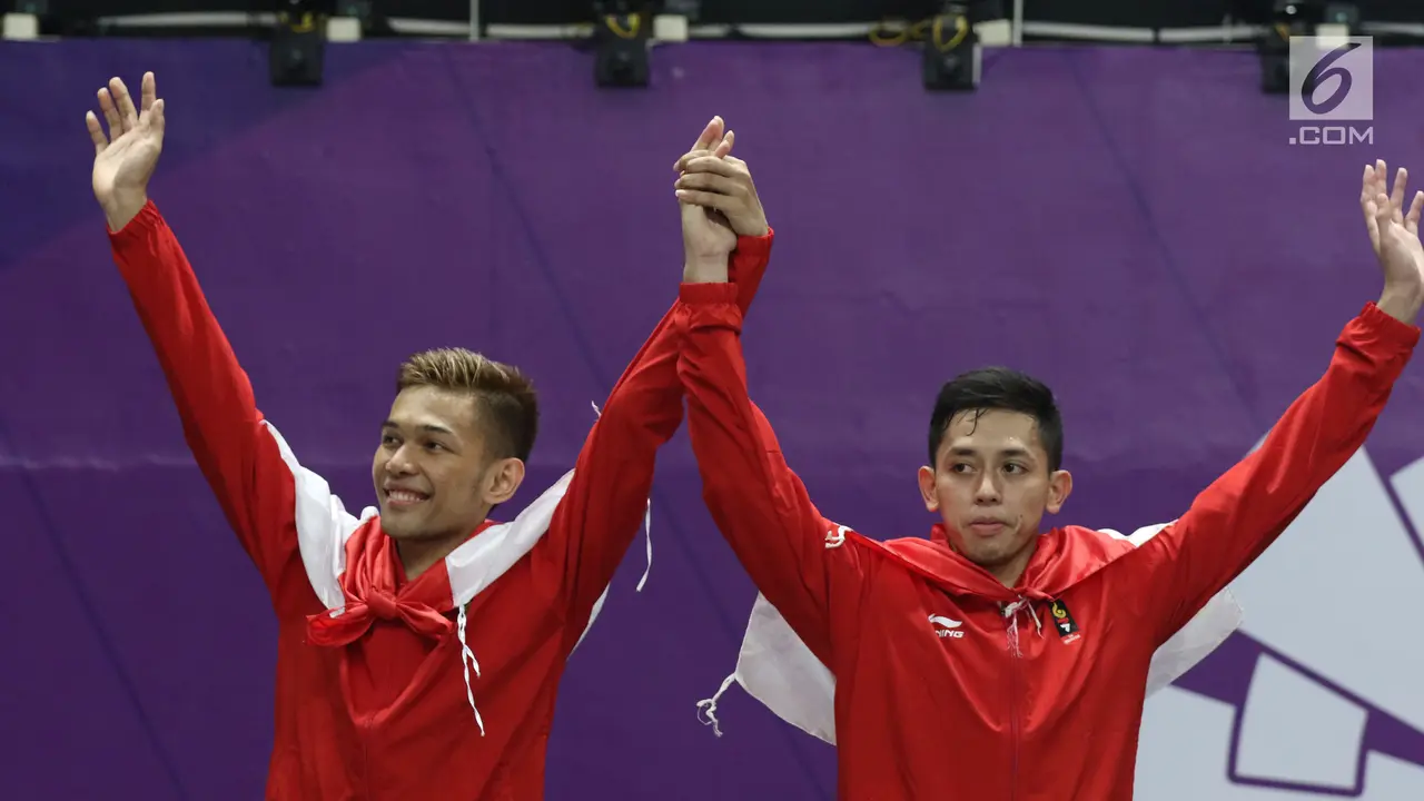 Aksi Dua Ganda Putra Indonesia di Final Perseorangan Asian Games 2018