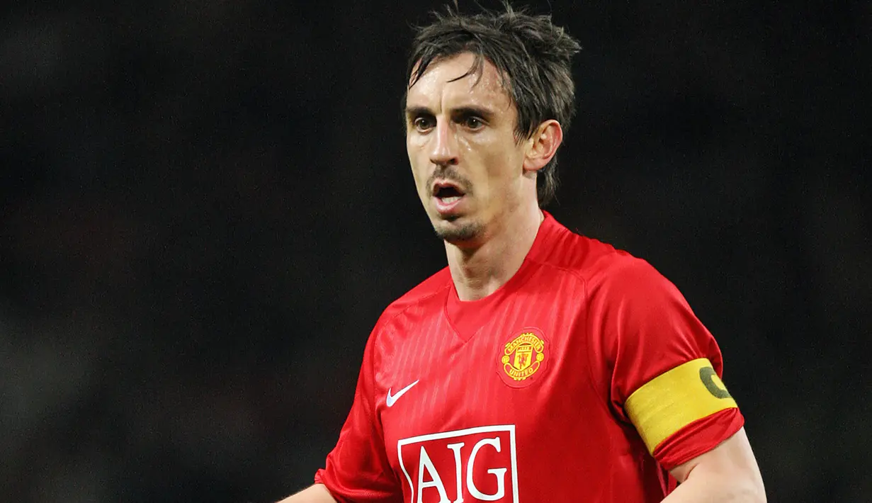 Gary Neville (598) - Neville memiliki catatan apik di sisi kanan pertahan Manchester United. Ia tercatat 598 kali dimainkan oleh Sir Alex Fergusun selama di Manchester United. (AFP/Filippo Monteforte)