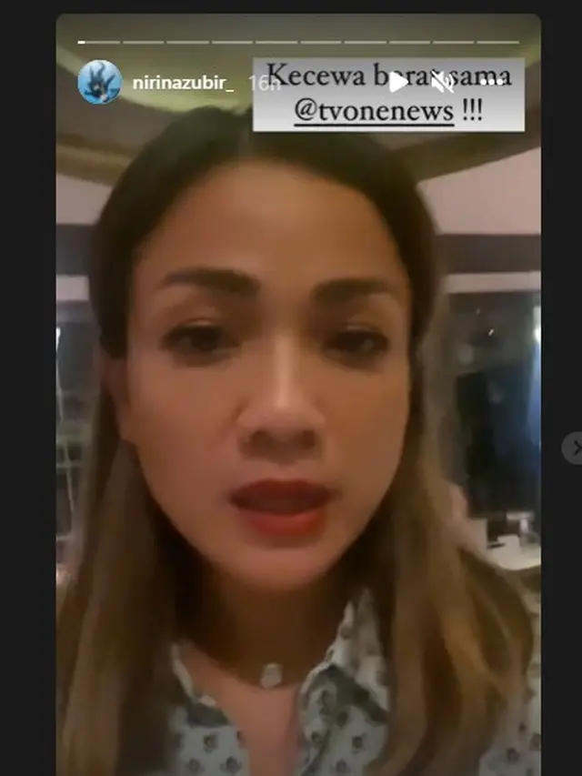 Kekecewaan Nirina Zubir kepada stasiun televisi TV One (Instagram Stories)