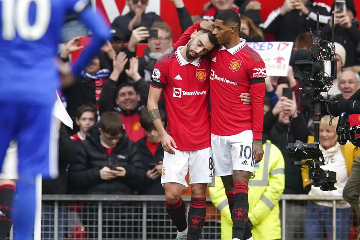 Foto: Marcus Rashford Tak Terbendung, Borong 2 Gol Bawa MU Lumat Leicester City di Liga Inggris