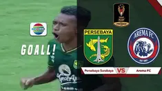 Berita video highlights gol pertama Persebaya Surabaya dari Irfan Jaya saat menghadapi Arema FC di leg pertama Piala Presiden 2019 di Gelora Bung Tomo, Selasa (9/4/2019).