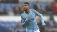 Manajer Manchester City, Pep Guardiola, memuji Riyad Mahrez yang disebutnya sebagai pemain spesial. (David Davies/PA via AP)