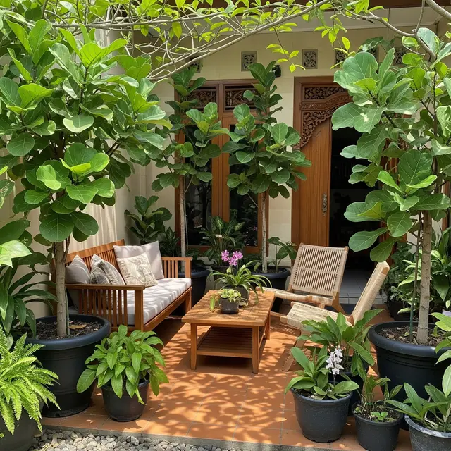 6 Model Teras dengan Pohon Hias Daun Lebar, Ciptakan Suasana Asri dan Estetik