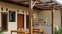 Desain Teras Rumah Tipe 45 dengan Dak Beton untuk Jualan. (Foto: Gemini AI)