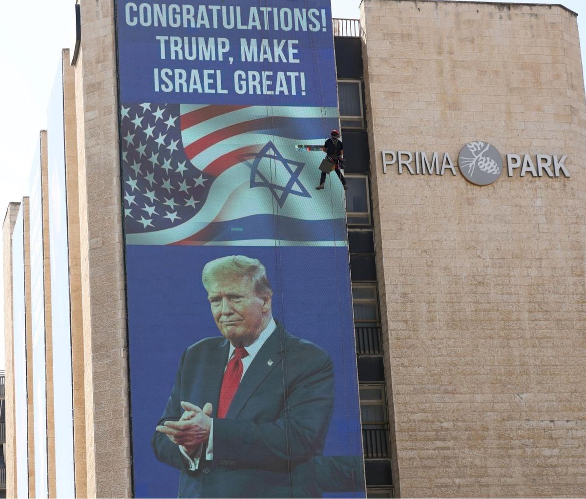 Donald Trump Menang Pemilu AS, Billboard Raksasa 'Make Israel Great' Terpampang di Yerusalem