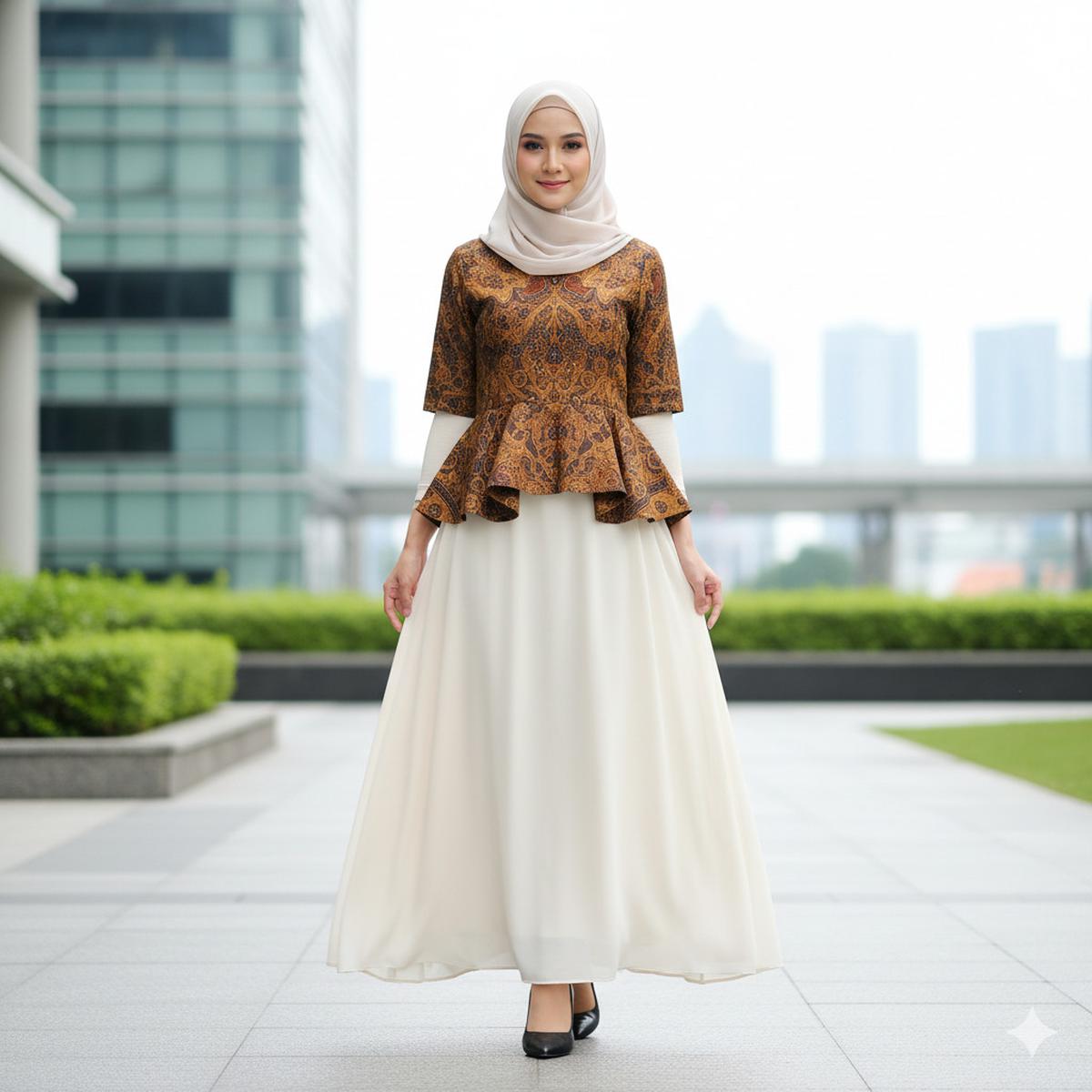 Model Gamis Terbaru Batik Kombinasi Sifon