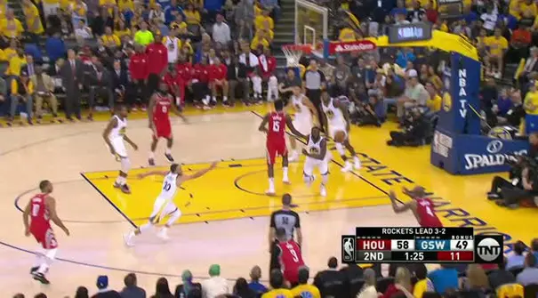 Berita video game recap NBA 2017-2018 antara Golden State Warriors  melawan Houston Rockets dengan skor 115-86.