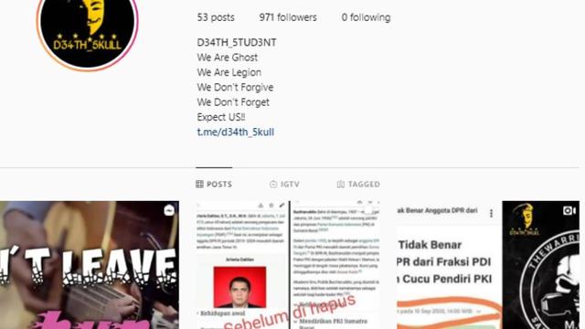 Akun yang melakukan doxing terhadap jurnalis Liputan6.com