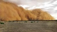 Foto  yang diambil 17 Januari 2020 dan diterima 20 Januari menunjukkan badai debu di Mullengudgery, New South Wales. Badai debu melanda banyak bagian barat New South Wales Australia ketika kekeringan berkepanjangan berlanjut. (Handout/Courtesy of Marcia Macmillan/AFP)