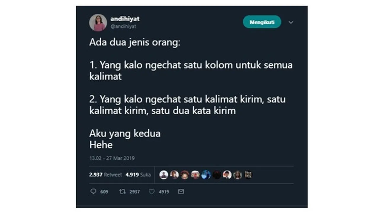 Jenis Orang Kalau Lagi Ngechat