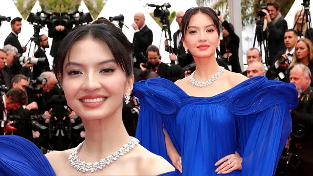 Detail dress dan perhiasan Chopard yang Raline Shah kenakan.