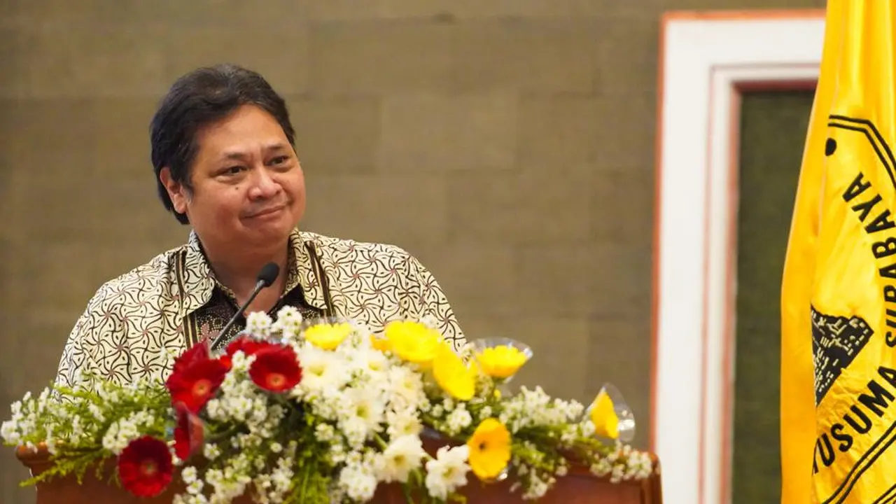 Menteri Koordinator Bidang Perekonomian Airlangga Hartarto menyampaikan Kuliah Umum di Universitas Wijaya Kusuma Surabaya (UWKS), Kota Surabaya, Provinsi Jawa Timur. (Dok ekon.go.id)