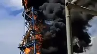 Kebakaran menara scrubber milik PT Sulawesi Nickel Cobalt (SLNC) yang terjadi pada Minggu (12/10/2025) di kawasan PT Indonesia Morowali Industrial Park (IMIP) (Istimewa)
