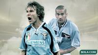 Cover Skuat Lazio musim 1999-2000: Pavel Nedved dan Juan Sebastian Veron. (Bola.com/Dody Iryawan)