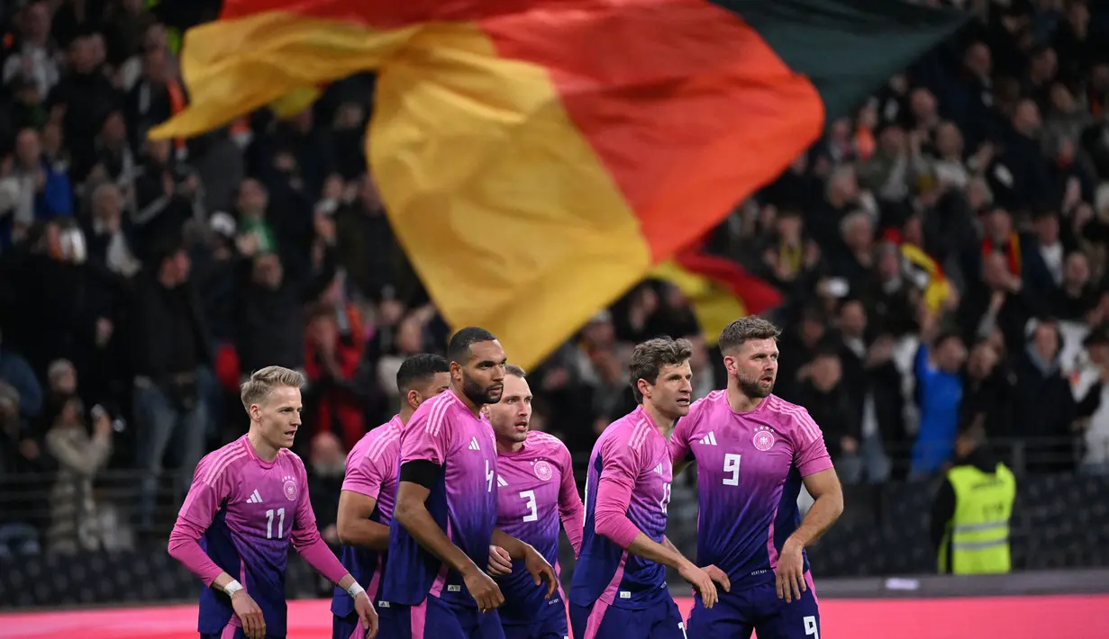 Kemenangan atas tim Oranje melanjutkan tren positif Jerman yang pada laga sebelumnya juga menang 2-0 atas Prancis. (Kirill KUDRYAVTSEV/AFP)
