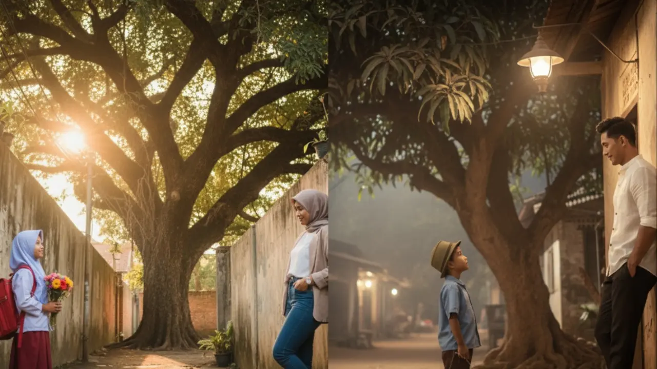 Prompt Gemini AI Viral Foto Masa Kecil dan Dewasa Bertemu di Gang, Yuk Coba Tren yang Sedang Viral/ Ilustrasi Gemini AI
