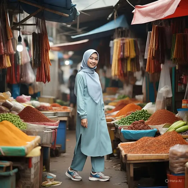 Outfit Ibu Muda Hijab ke Pasar