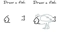 Kocaknya kreativitasan netizen ketika menggambar ikan, bikin geleng kepala! (Sumber: Twitter/@collegemenfess/@KucingBuntal224)