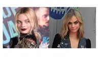 Sama-sama serba hitam, Margot Robbie dan Cara Delevingne tampil mempesona di gala premiere Suicide Squad.