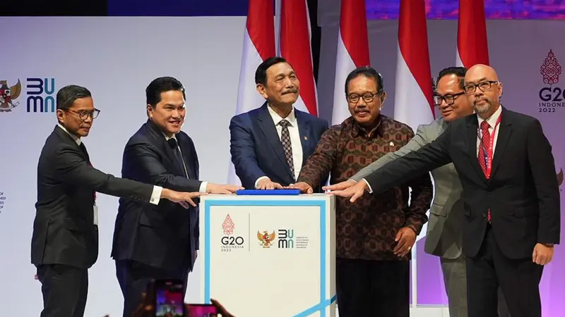 Menteri BUMN Erick Thohir pada acara SOE International Conference di Bali, Senin (17/10/2022).
