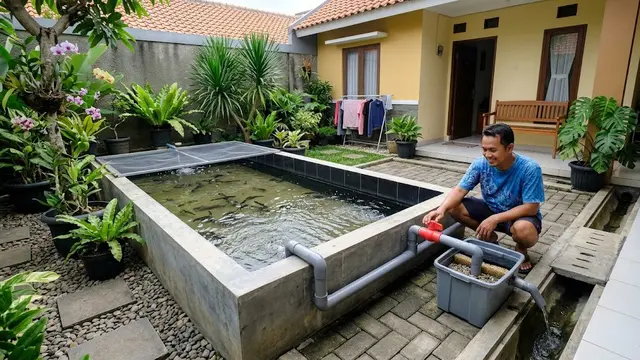 6 Ide Kolam Lele dengan Sistem Pembuangan Air, Bikin Perawatan Lebih Mudah