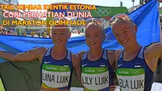 Video aksi trio pelari kembar identik asal Estonia yang turun di nomor maraton puteri mencuri perhatian penonton di Olimpiade Rio 2016.