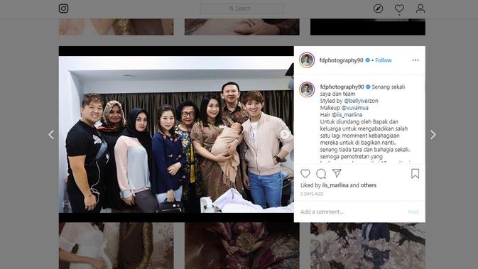 Tim fotografer FD Photography berfoto bersama Ahok dan Puput Nastiti Devi bersama anak mereka Yosafat Abimanyu Purnama. (Instagram @fdphotography90)