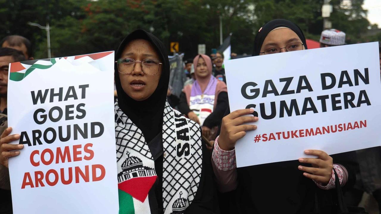 FOTO: Aksi Solidaritas Palestina Digelar Jelang Reuni 212 di Jakarta