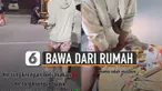 Aksi pemuda satu ini tak biasa karena membawa bekal dari rumah beserta piringnya saat nongkrong bersama temannya.