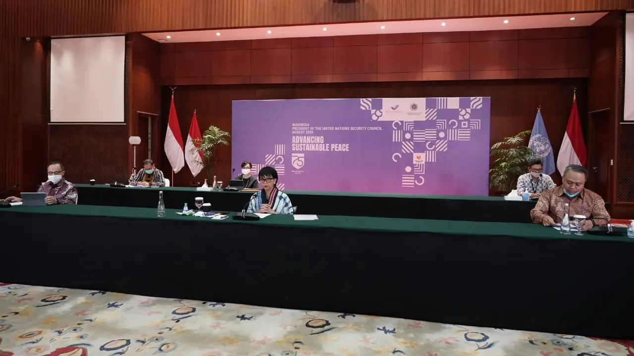 Press briefing virtual yang digelar oleh Kementerian Luar Negeri RI, Jumat (7/8/2020). (Photo credit: Kementerian Luar Negeri RI)