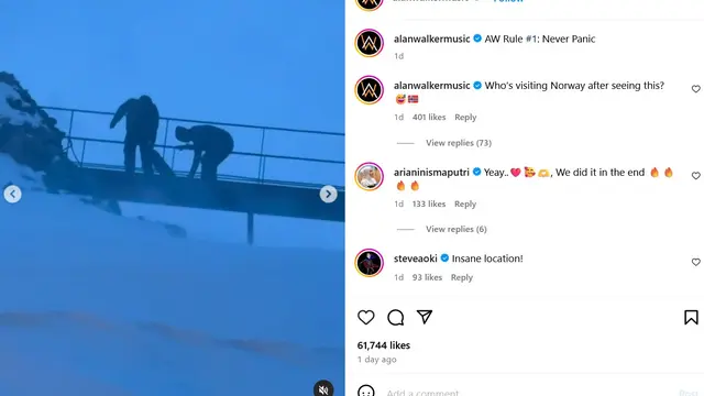 Unggahan Alan Walker. (Instagram/ alanwalkermusic)
