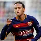 Ekspresi Neymar setelah mencetak gol ke gawang Real Sociedad dalam lanjutan La Liga Spanyol di Stadion Camp Nou, Barcelona, Sabtu (28/11/2015). (EPA/Alejandro Garcia)