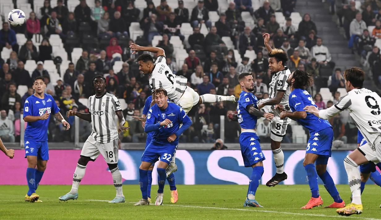 Tampil di kandang sendiri, pasukan Massimiliano Allegri mengamuk dan menang dengan skor telak 4-0. (Fabio Ferrari/LaPresse via AP)