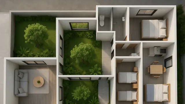 Denah Rumah 3 Kamar Ukuran 7x12 Leter L