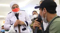 Menteri Ketenagakerjaan Ida Fauziyah dalam sambutan acara Vaksinasi Bersama Kemnaker dan BPJS Ketenagakerjaan di kantor Kemnaker, Jakarta, Kamis (19/8/2021). (Dok Kemnaker)